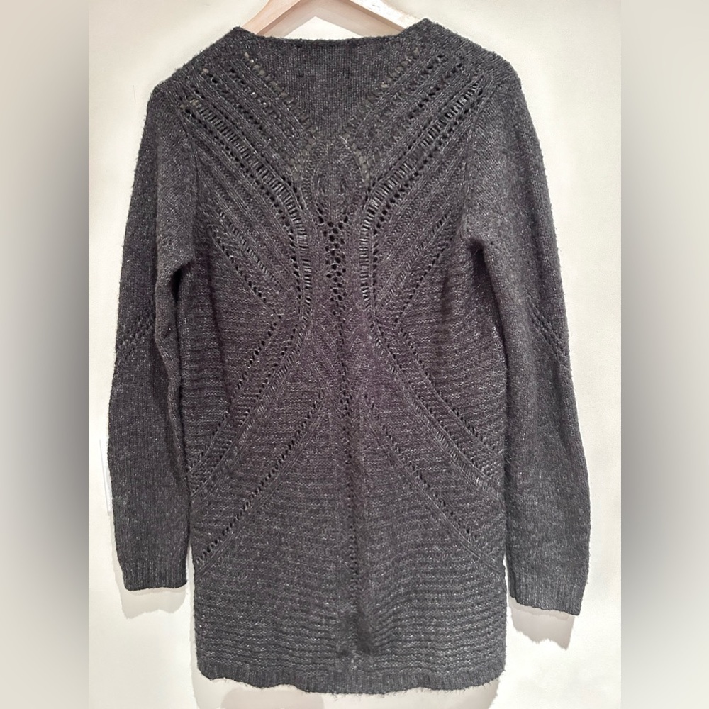 Line oversized sweater chunky knit dark grey size medium wool blend - Picture 7 of 12